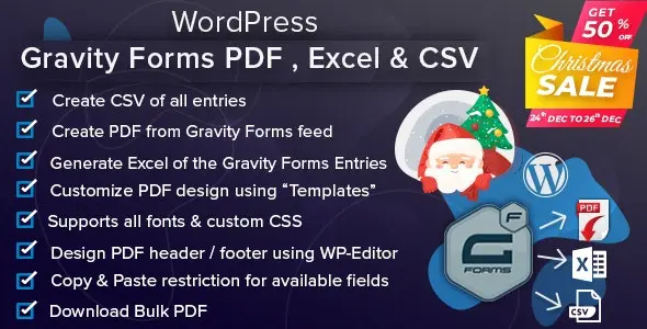 Download WordPress plugin Gravity Forms PDF Excel & CSV