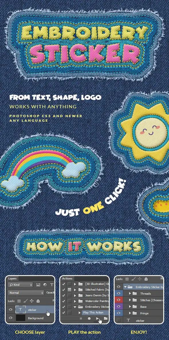 اکشن فتوشاپ Embroidery Sticker
