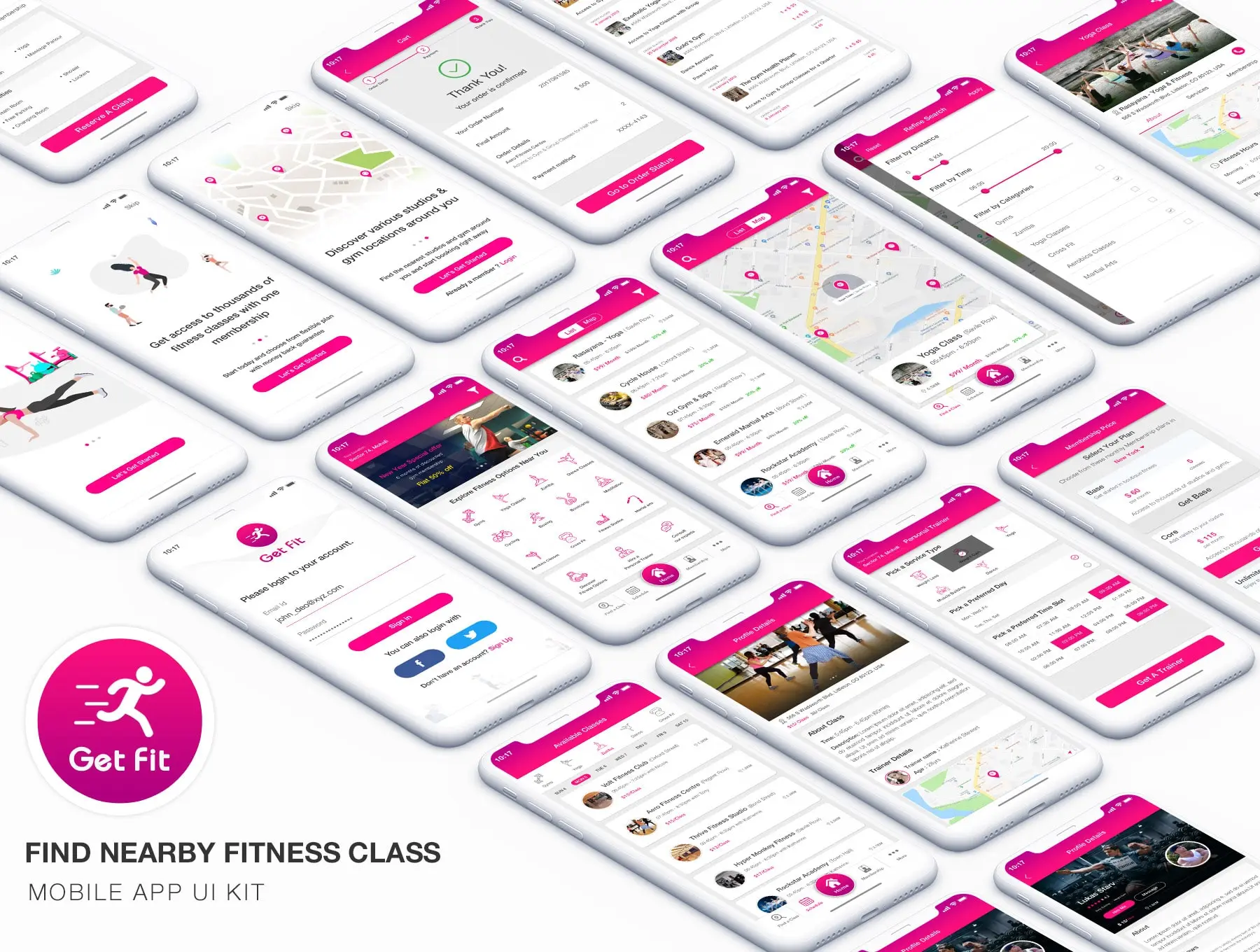 دانلود GET FIT – Find NearBy Fitness Classes App UI Kit