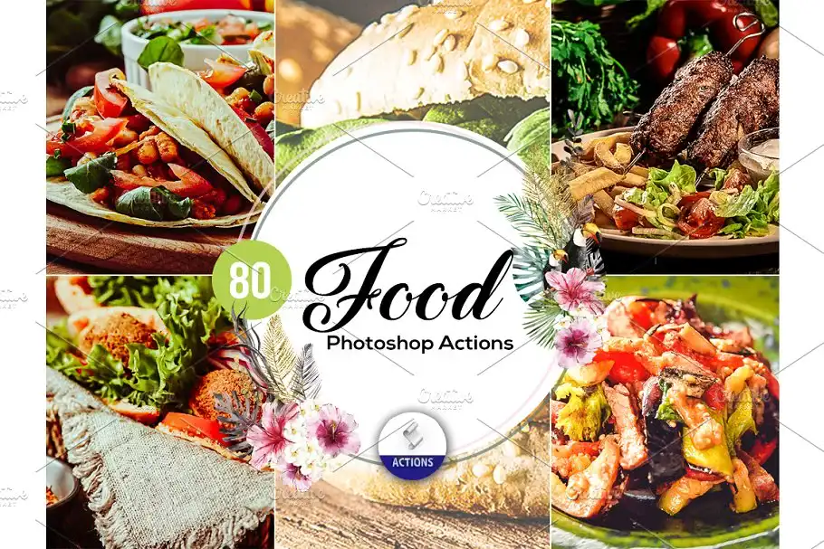 اکشن فتوشاپ عکاسی غذا ۸۰ Food Photoshop Actions Vol2