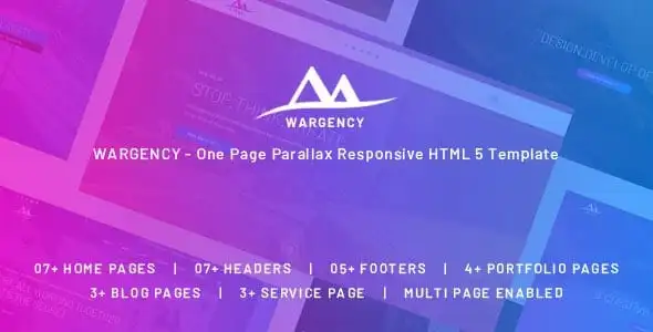 قالب HTML5 تک صفحه Wargency