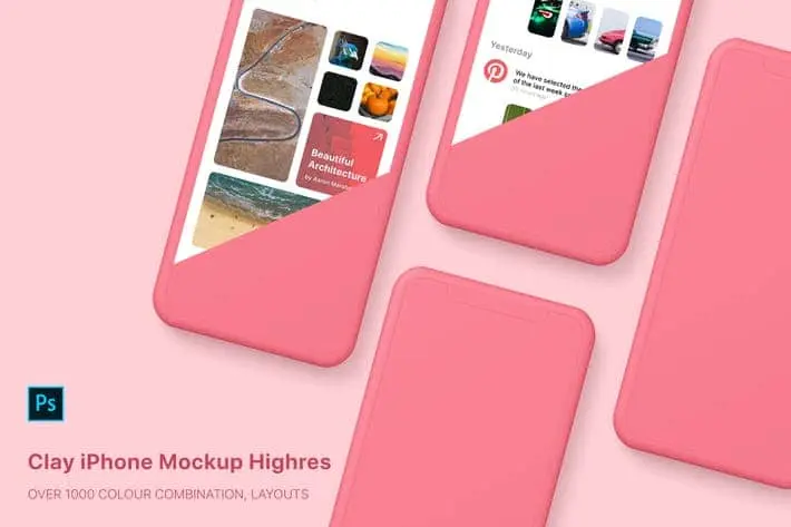 ماک آپ آیفون ایکس Clay iPhone X Mockups over 1000 combination