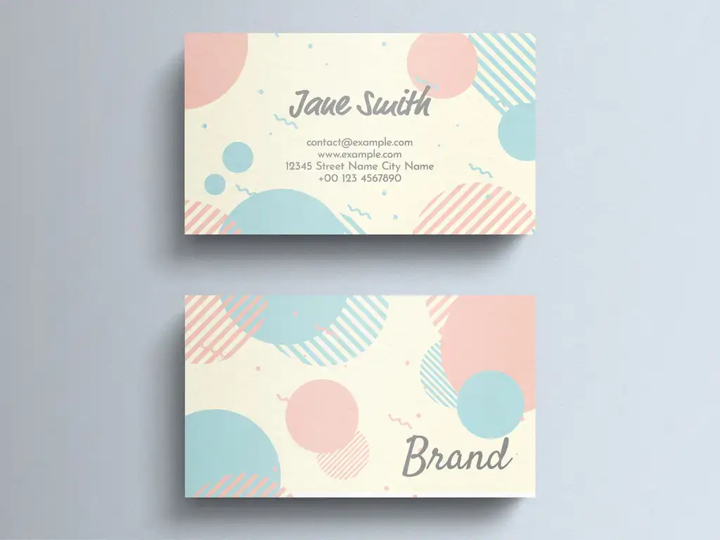طرح لایه باز کارت ویزیت Pastel Business Card Layout with Circle Decorations