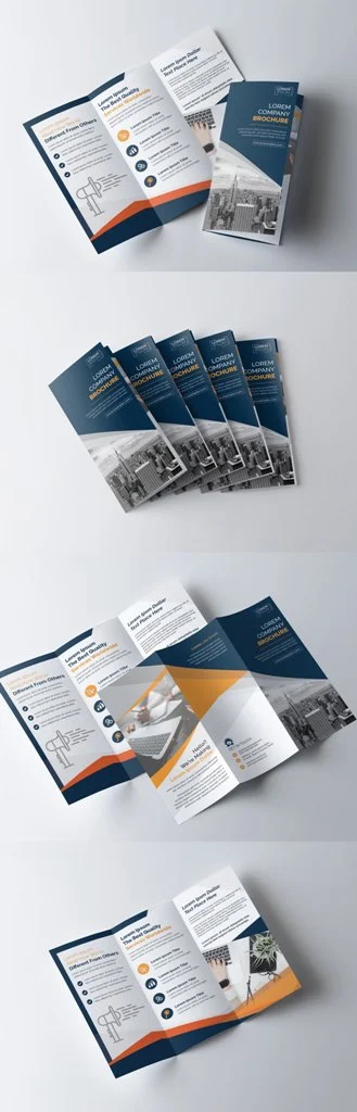 بروشور سه لت آبی نارنجی Blue and Orange Tri-Fold Brochure Layout