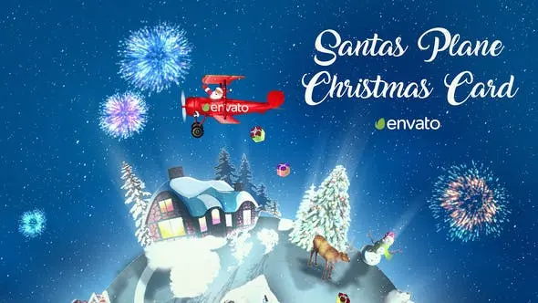 افتر افکت اپنر Santas Plane Christmas Card