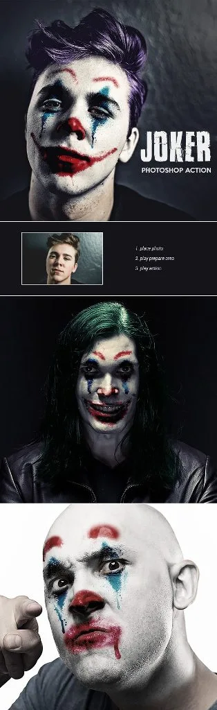 اکشن فتوشاپ صورت جوکر  Joker - Photoshop Action