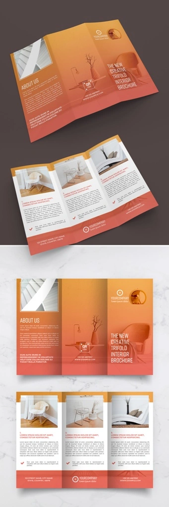 بروشور سه لت Trifold Brochure Layout with Orange Gradients