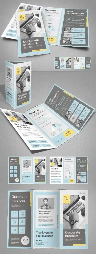 طرح بروشور Trifold Brochure with Yellow Accents