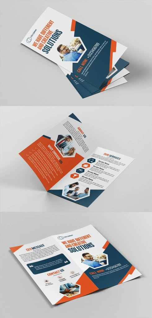 طرح لایه باز بروشور Brochure Layout with Orange and Blue Accents
