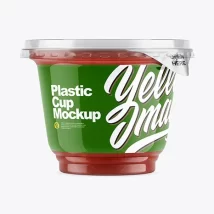 ماک آپ لیوان پلاستیکی Plastic Cup w/ Sauce Mockup