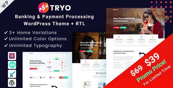 Download Tryo payment website template for WordPress