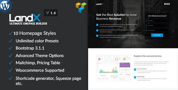Download the LandX theme for WordPress