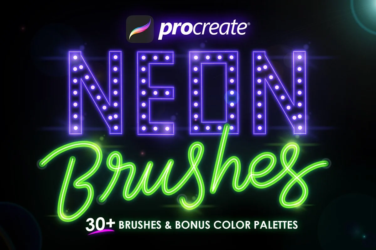 براش پروکریت 30+ Procreate Neon Brushes