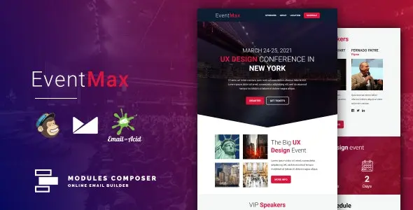 قالب ایمیل رویداد و کنفرانس EventMax