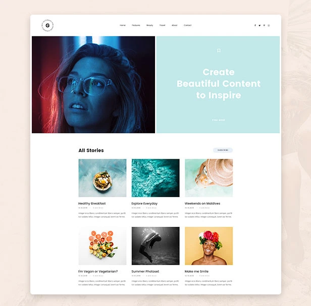 Download Rima personal and blog template for WordPress