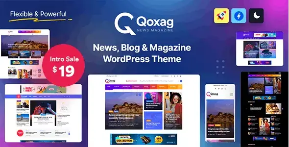 Download Qoxag magazine and news template for WordPress