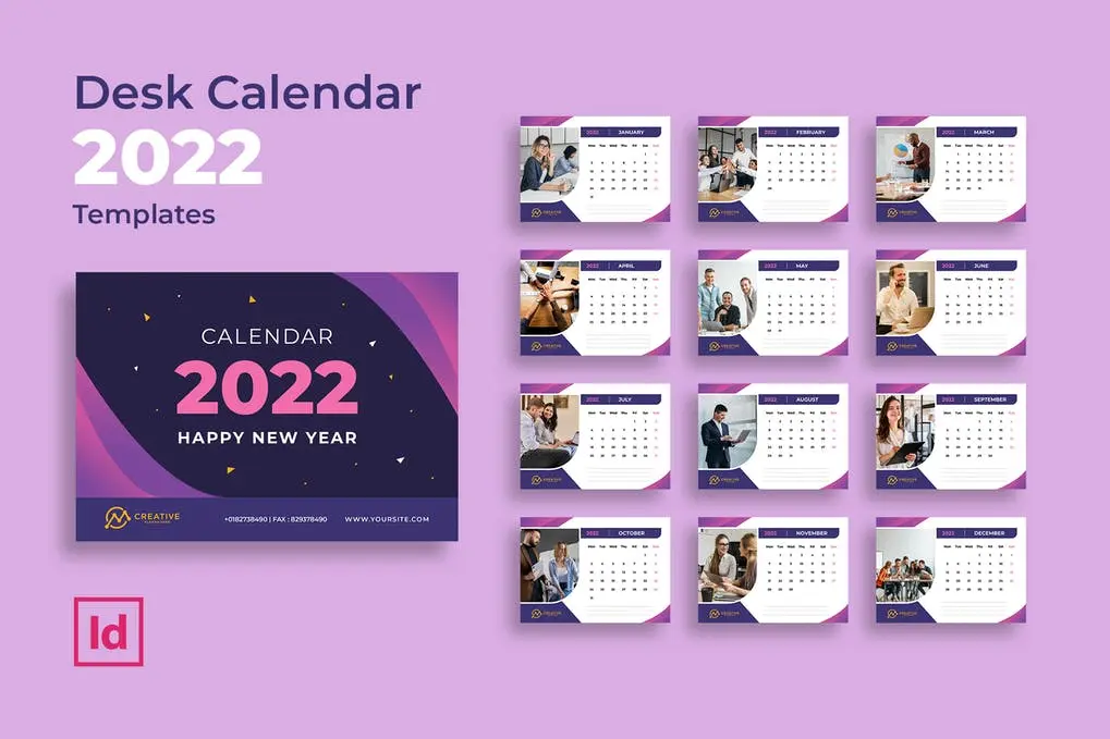 طرح تقویم رومیزی سال 2022 برای ایندیزاین