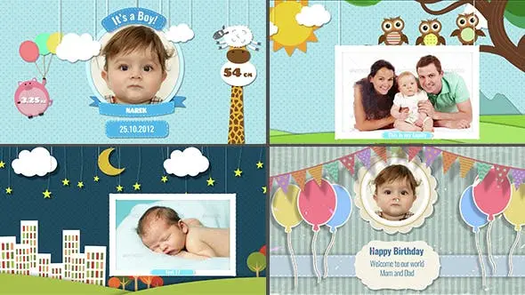پروژه آماده افترافکت تولد کودک Baby Photo Album - Birthday