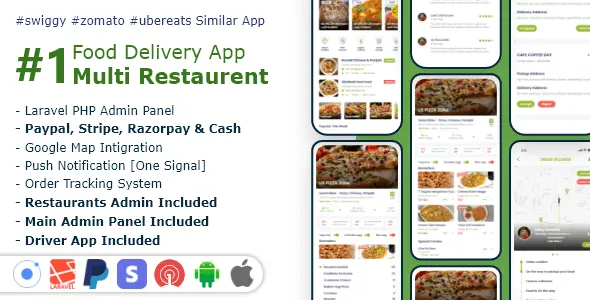 اپلیکیشن Food, Grocery, Meat Delivery Mobile App with Admin Panel