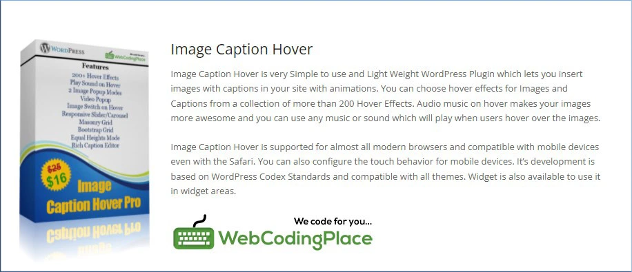 افزونه Image Caption Hover برای وردپرس