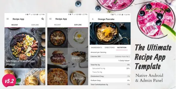 قالب اپلیکیشن آشپزی Ultimate Recipe App