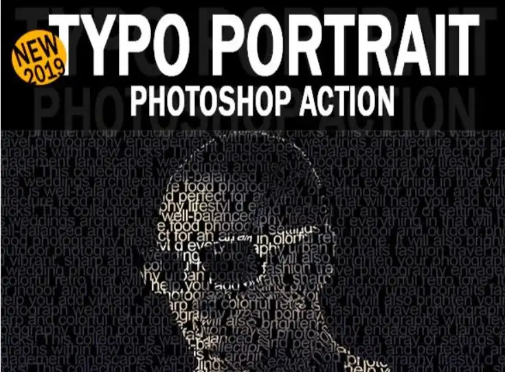 اکشن فوتوشاپ Typo Portrait Photoshop Action