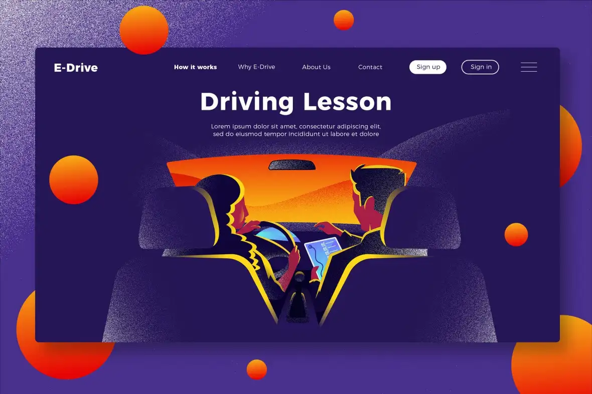 طرح لایه باز Driving School - Banner & Landing Page