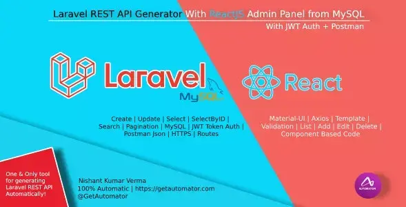 نرم افزار Laravel REST API Generator با پشتیبانی از React