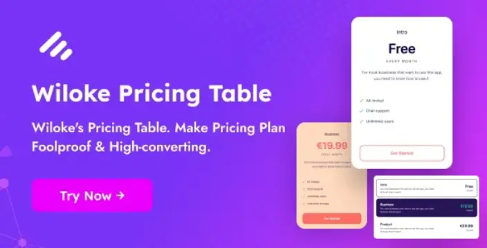 Download the Wiloke Pricing Table plugin for Elementor