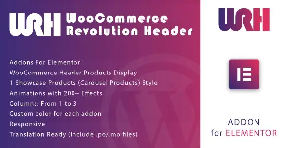 افزونه WooCommerce Revolution Header برای المنتور