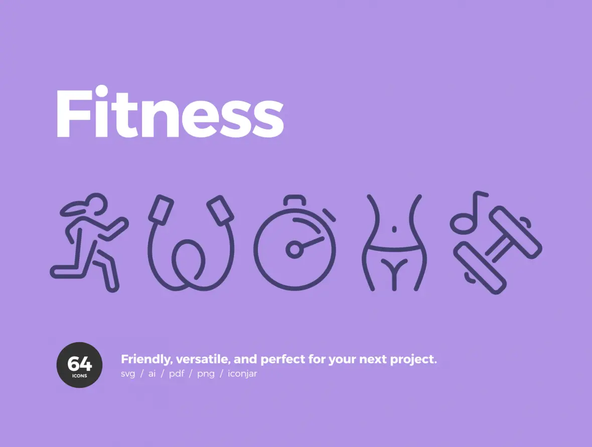 مجموعه آیکون سلامتی و ورزش 64 Fitness Icons