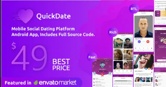 Download the source of QuickDate Android mobile social dating platforms