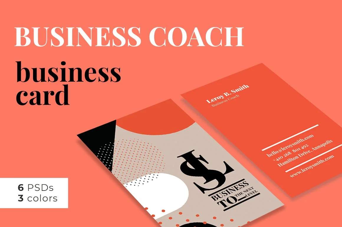 طرح لایه باز کارت ویزیت Business Coach