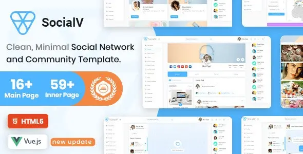 Download the HTML and Vue Js template of the Social social network