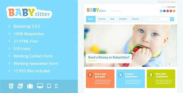 قالب HTML کودکانه Babysitter