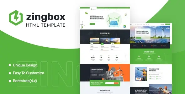 قالب HTML انرژی های تجدید پذیر Zingbox
