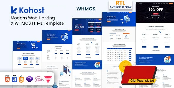 Download WHMCS template and HTML hosting and Kohost hosting