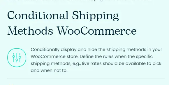 Download Conditional Shipping Methods plugin for WooCommerce