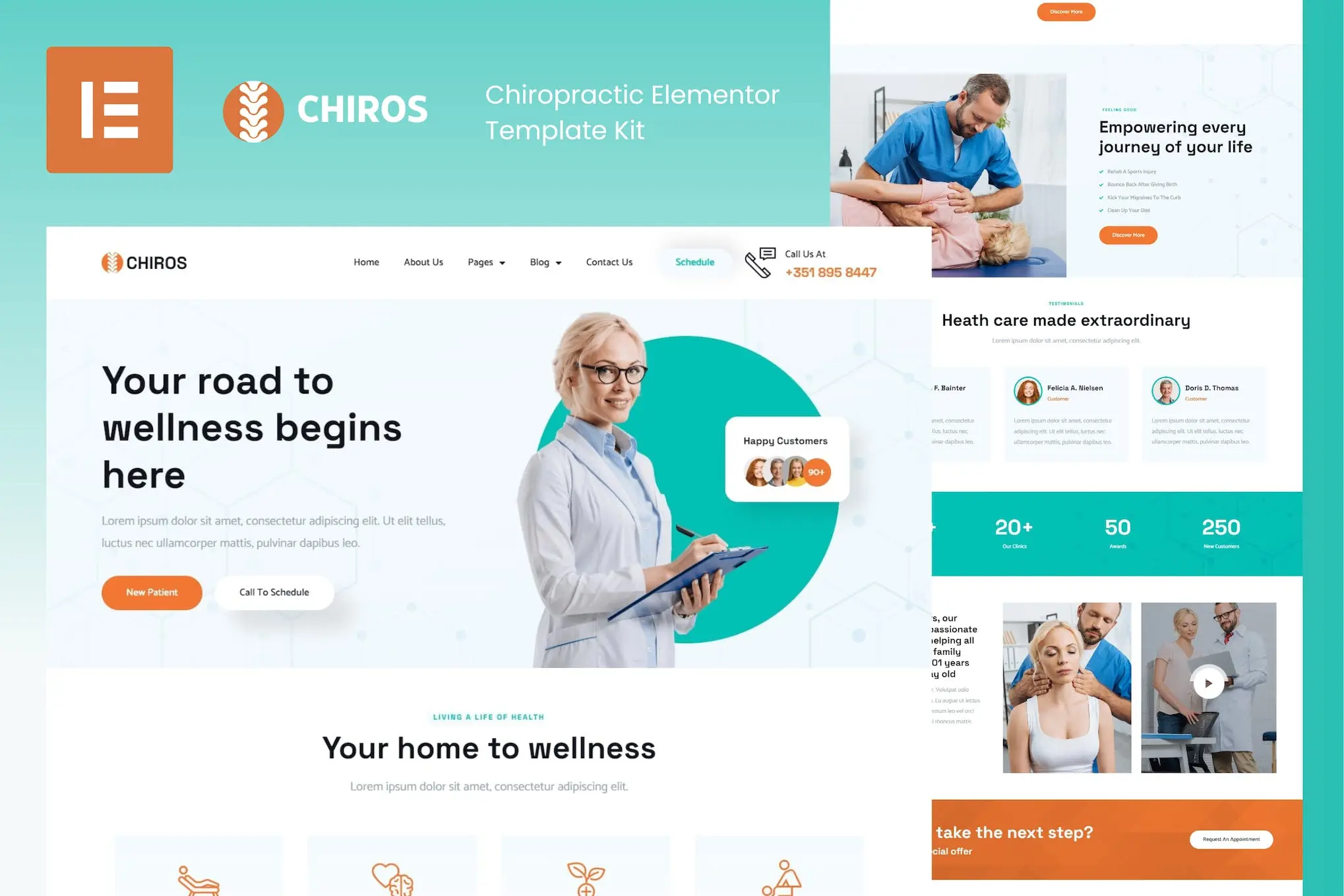 Download the Chiros chiropractic template kit for Elementor