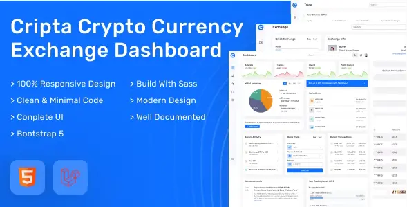 Download Cripta Cryptocurrency HTML and Laravel dashboard template