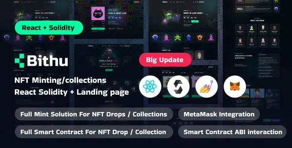 Download the React Js template of Bithu NFT store