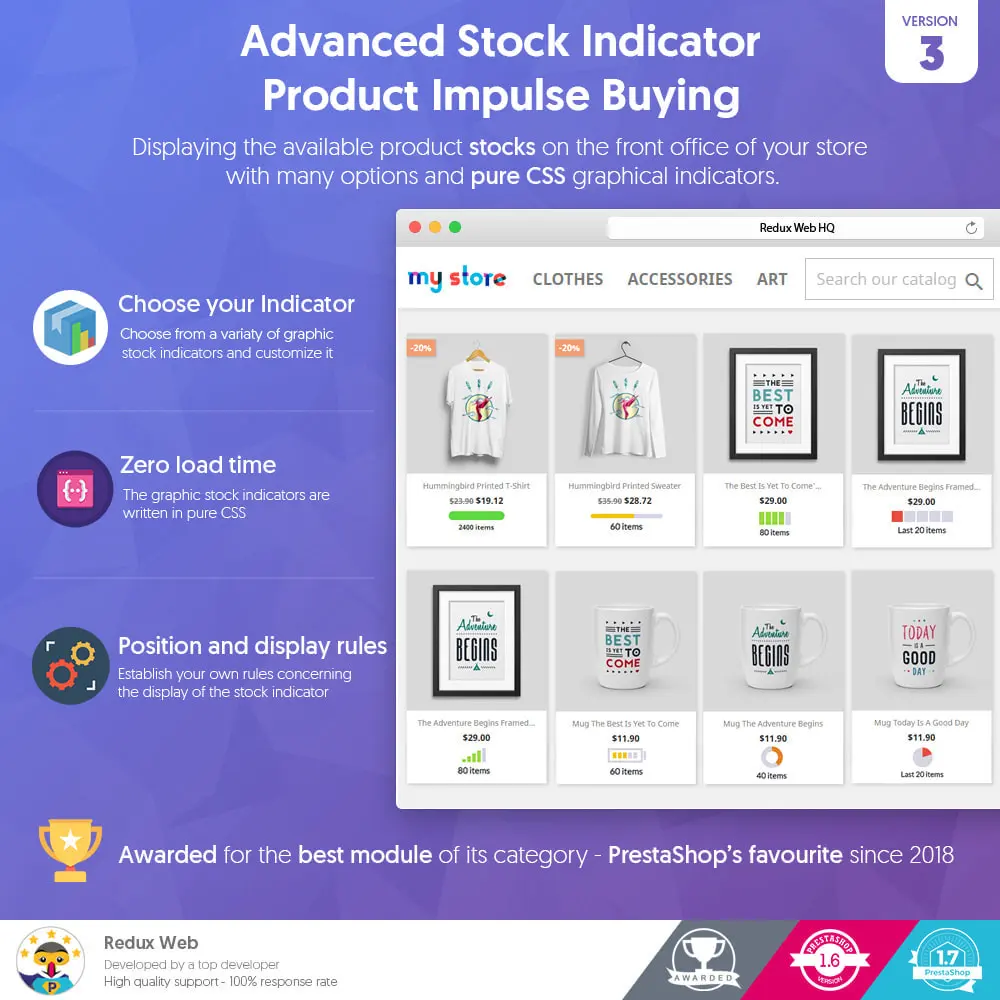 Download the Advanced Stock Indicator - Product Impulse Buying module for Prestashop