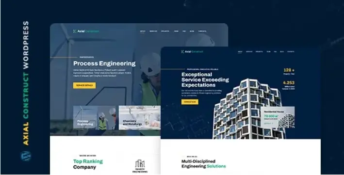 Download the Axial construction company template for WordPress