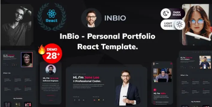 قالب React نمونه کار شخصی InBio