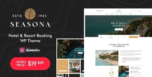 Download the Seasona hotel and villa reservation template for WordPress