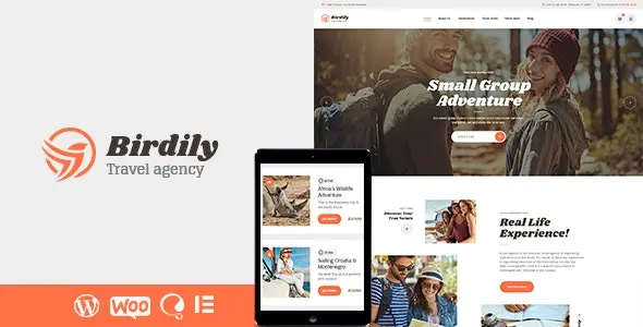 Download the Birdily travel agency template for WordPress