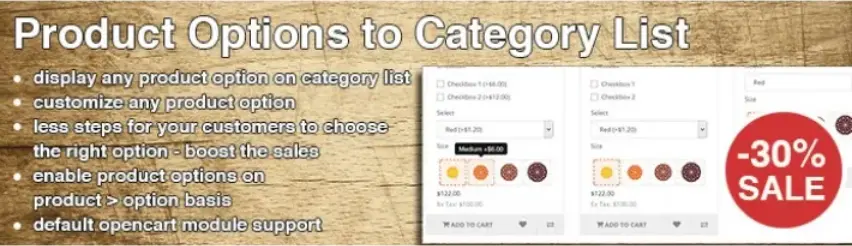 Download Product Options to Category List - SALE plugin for Open Card