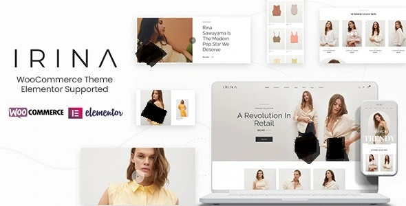 Download the IRINA store template compatible with Elementor and WooCommerce
