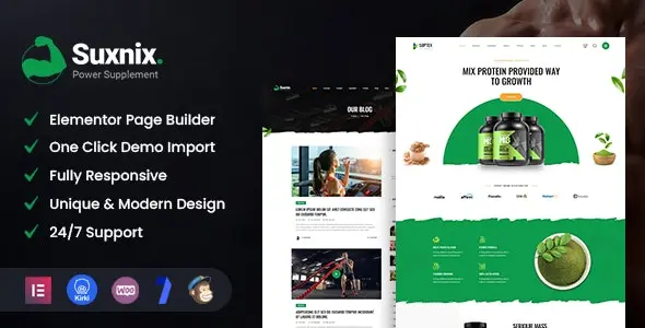 Download Suxnix sports and health supplement WordPress template