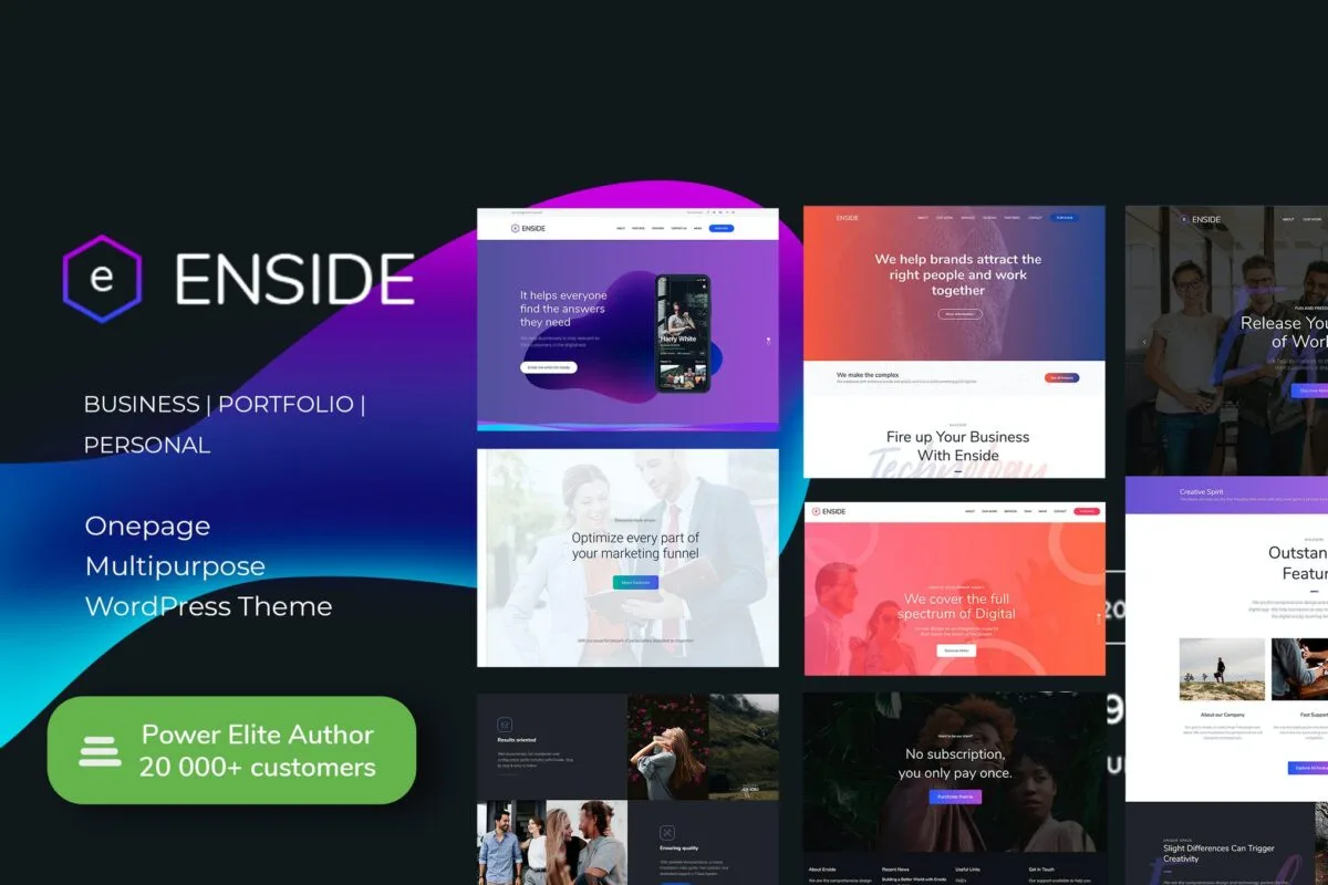 Download the Enside landing page template for WordPress